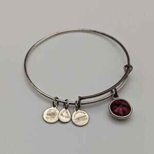 Alex and Ani Red Drop Charm Bracelet Gem July Birthstone Gemstone Silver Jewelry